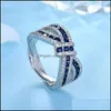 Anelli a grappolo Beautif Fashion Wedding Party Sier Donne Purple Crystal Lady Ring Jewelry Drop Delivery Otned
