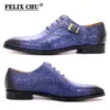 Sapatos sociais tamanho masculino sapatos Oxford couro legítimo estampa azul buck