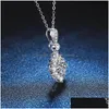 Pendant Necklaces Trendy S925 Sier 1Ct D Color Moissanite Geometric Square Necklace For Women Plated Platinum Charm Pass Drop Delive Dhhfv