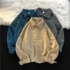 Men's Casual Shirts Corduroy Men Shirt Loose Vintage Long Sleeve Autumn 2023 Cardigan Blouses Male Tops Women