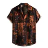 Camisas casuais masculinas camisa vintage homens de manga curta Tops de verão botão de roupas de roupas para cardigãs Bloups Hawaii