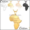 Hanger kettingen roestvrij staal Afrika kaart ketting goud kleurketen Afrikaanse hiphop geschenken voor mannen vrouwen 4 kleuren Ethiopian drop de ottmn