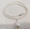 Pendant Necklaces Women Jewelry Necklace 4mm White Round Bead 14mm Natural South Sea Shell Pearl Handmade