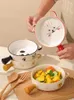 Bowls Ceramic Salad Handle Bowl With Binaural Hangers Microwave Use Baking Dish Breakfast Steak Pasta Plate