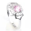 حلقة Solitaire أحدث تصميم Pink Topaz Gems Vintage Sier Decorative Border Flower Shape for Women Gift Rings Jewelty 10 PCS N S Dro DH5Ye