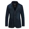 Mäns jackor Män denim Casual Suit våren Höst 80% Bomullsmodemärke Pälso Fast färg Slim Fit Large Size Jacket