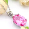 Pendant Necklaces Luckyshine Family Friends Gift Mticolor Oval Fire Topaz Gems 925 Sterling Sier Plated Jewelry Women Zircon 5 Drop Dhmrp