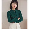 Women's Blouses Green Button Up Shirt Women Tops And Long Sleeves Women's Clothing 2023 Latest Fashion Chic Woman Blouse Korea Cardigans