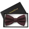 Bow Ties 2023 Fashion Men's For Wedding Double Fabric Dark Red Dot Bowtie Banquet Jubileum Butterfly Tie med presentförpackning