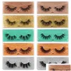 False Eyelashes Fake Thick And Exaggerated 3D Imitation Mink Eyelash 200 Tapared Crisscross Winged Natural Looking Wholesale Makeup Dhzfy