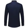 Mens Casual Shirts Visada Jauna European Size Mens Shirt 100% Cotton Slim Business Casual Brand Clothing Long Sleeve Chemise Homme N356 230114