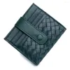 Wallets Hand Woven Women Wallet ID Case Coin Holder Sheepskin Leather Thin Mini Purse Hasp Card Pockets