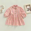 Mädchen Kleider Herbst Frühling Kleinkind Kleinkind Kind Baby Mädchen Kleid Plaid Print A-linie Langarm Für