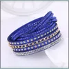 Tennis Koreaanse vrouwen Crystal Wrap Polsband Mtilayer Veet Leather Diamond armbanden Bangle Band Cuff voor Girl Fashion Sieraden Gift Dr Otomk