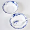 Bowls 9 polegadas tigela de cerâmica casa grande chapéu sopa jingdezhen azul e branco porcelana de porcelana El Ramen Fruit recipiente presente