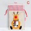 Рождественские украшения год льняная трехмерная вышитая конфетка мешки для шнурки для шнурки подарочная сумка многоразовая упаковка Рождество