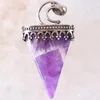 Pendentif Colliers Charme Collier Gemme Naturelle Cristal Violet Labradorite Ovale Perle Triangle Antique Couronne Demi Lune Jewery Cadeau K695