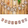 Decorazione per feste CANDY BAR Lettere Kraft Paper Cardboard Bunting Banner Tirare fiori per matrimonio Compleanno Baby Shower Bandiera personalizzata