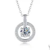 Pendant Necklaces Trendy 925 Sier 1Ct D Color Moissanite Necklace For Women Plated White Gold Lab Diamond Circle Pass Drop Delivery Dhxs8