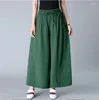 Pants Summer Casual Cotton Linen Women High Waist Wide Leg Autunm Band Loose Palazzo Trousers Plus Size Black Skirt L-7XL