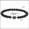 Hebras de cuentas 2021 8Mm pulseras de cuentas de cristal de moda acrílico 26 letras colgante corazón pulsera con dijes para hombres y mujeres Día de San Valentín G Dhok5