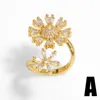 Cluster Rings Flola Copper Zircon Daisy Flower for Women Clear Stone Open Gold Plated Crystal Jewelry Gift Rign20