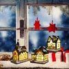منزل ديكور عيد الميلاد رائع مضيئة مع ضوء LED راتنج متين راتنج الحرف البطارية في عيد الميلاد قرية الكوخ