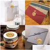 ملصقات لاصقة 500pcs/لفة مصنوعة يدويًا مع Love Scrapbooking Hand Made Label Label Deskner Kraft Round Labels Drop Deliver