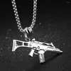 Pendant Necklaces Arrive Cool Stainless Steel Silver Color Gold Black Mechanic HandGun Necklace Mens Unisexs Jewelry Box Chain 24" 3mm