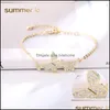 Charm Bracelets Jewelry Love Gift Cubic Zirconia Cz Butterfly Pulsera ajustable para mujer Gold Sier Fashion Party Wedding Bridal D Ottsi