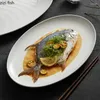 Plates Creative Oval Ceramic Pastar Steak Sushi Plate Dinner Restaurang Solid Color Table Snack Dessert Pan Cooking Dishes