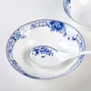 Bowls 9 polegadas tigela de cerâmica casa grande chapéu sopa jingdezhen azul e branco porcelana de porcelana El Ramen Fruit recipiente presente