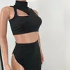 Werkjurken uitgehakt sexy tweedelig set vrouwen maxi rok sets streetwear mouwloze crop top gaten bodycon dames outfits