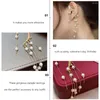 Backs Earrings Tassel Earringsingle Ear Cuffnon Drop Chain Pearl Fringe Cascade Dangle Wrap Clip