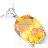 Pendentif Colliers Luckyshine Feu Ovale Royal Style Jaune Citrine Gemmes 925 Sterling Sier Collier Femmes Zircon Bijoux De Mariage Drop Dhlhu