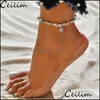 Link Chain Handmade Shell Pendant Anklet Beads Starfish For Women Antique Sier Color Vintage Sandal Statement Bracelet Foot Boho Dr Otebu