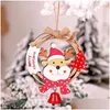 Christmas Decorations Diy Wooden Embellishments With String Decoration Santa Claus Wreath Bells Party Pendant Ornaments Drop Deliver Dhnxg