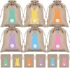 24pcs/set Easter Cute Rabbit Bag 10X15CM Funny Bunny Egg Collection Bunches Candy Packaging Gift Bag Linen Drawstring Decoration Wholesale FY5654 bb0119