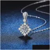 Pendant Necklaces Trendy S925 Sier 1Ct D Color Moissanite Geometric Square Necklace For Women Plated Platinum Charm Pass Drop Delive Dhhfv