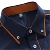 Mens Casual Shirts Visada Jauna European Size Mens Shirt 100% Cotton Slim Business Casual Brand Clothing Long Sleeve Chemise Homme N356 230114