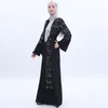 Roupas étnicas Capas muçulmanas para mulheres com borla de lantejoulas Turquia Túmulo de vestido árabe de Kaftan Dubai Black Open Abaya Kimono Cardigan Party Distra