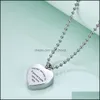 Pendant Necklaces Heart Memory Necklace For Women Please Return To Love Stainless Steel Ashes Urn Jewelry Drop Delivery Pendants Otekg