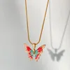 Pendant Necklaces Exquisite Enamel Butterfly Necklace For Women Charm Elegant Clavicle Chain Accessories Jewelry Gift