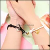 Charm Bracelets 2Pcs Heart Magnet Attract Couple Bracelet Lock Key Pendant Love Jewelry Adjustable Braided Rope Bangle For Women And Ot6Vk