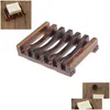 Soap Dishes Natural Wooden Bamboo Dish Tray Holder Storage Rack Plate Box Container For Bath Shower Bathroom Drop Delivery Home Gard Dh6Os