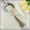 Keychains Lanyards Party Favor Sile Bead Armband Key Ring Anti Loss Wood Women Tassel Keys Chain 9 Style 2250 T2 Drop Delivery Fa Dhekl