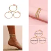 Anklets mode smycken vintage colorf p￤rlkedja metall anklet upps￤ttning f￶r kvinnliga rusa p￤rlor strand 3 st/set drop leverans dhv9h