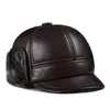 Berets GPBD Leather Winter Old Hat Head Layer Lining Ear Protection Plus Velvet Warm Cap Peaked Dome Visors