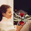 Dekorativa blommor kransar valentingåvor Evig ros bevarad i glas med LED -ljus för alltid kvinnor gåva till födelsedagsmoderdag Chris