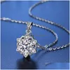 Pendant Necklaces Trendy 925 Sterling Sier 1Ct D Color Vvs1 Moissanite Snowflake Necklace For Women Plated White Gold Diamond Neckal Dhaqc